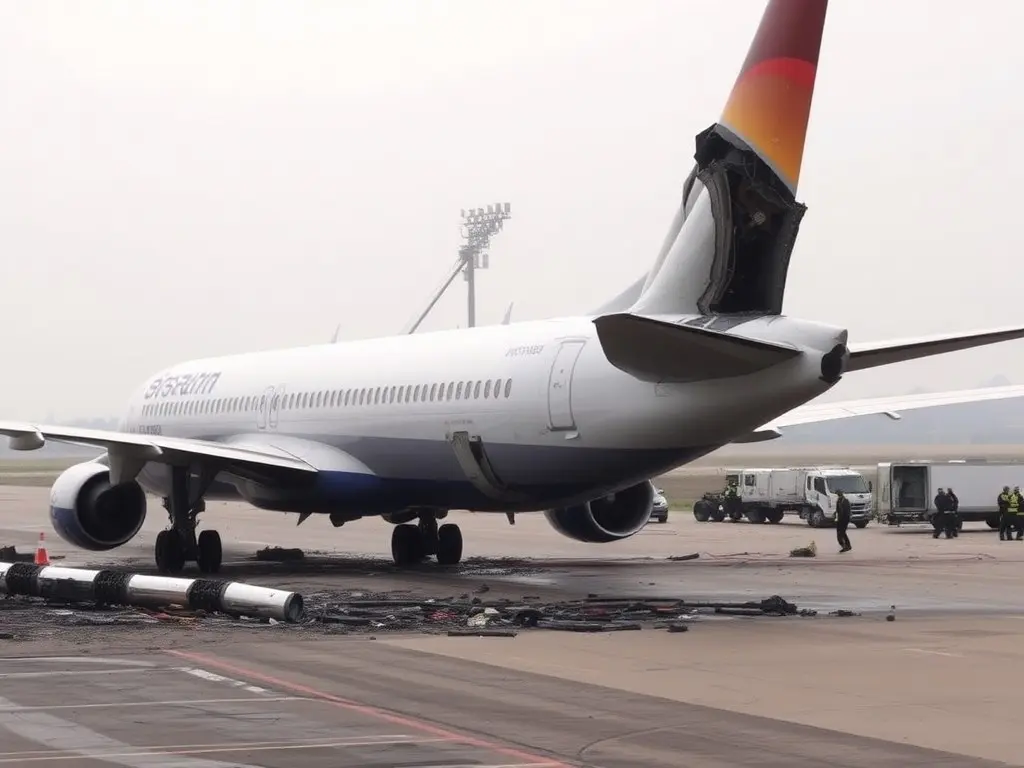 A United jet narrowly avoided catastrophe when it struck a truck near Newark airport during landing