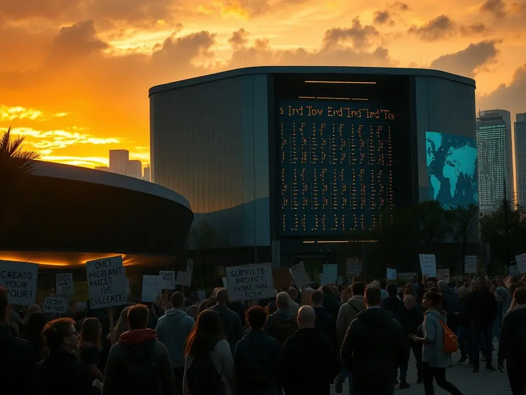 As Microsoft Takes the Stage, Protestors Take to the Street