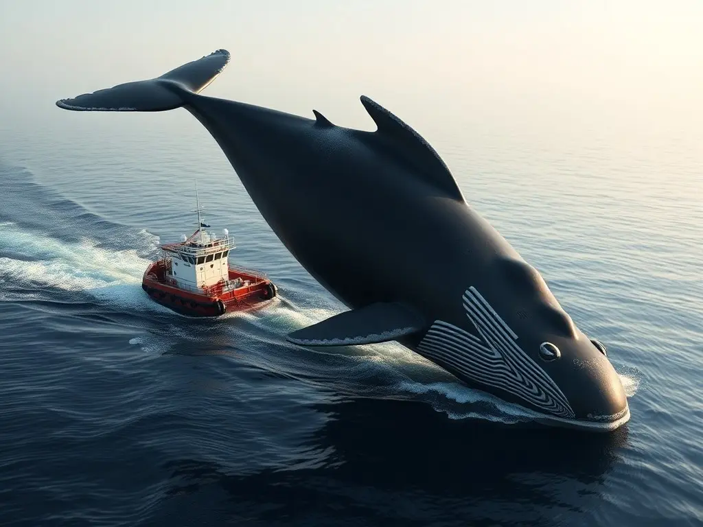 Barge carrying Timmy the humpback whale journeys to the North Sea