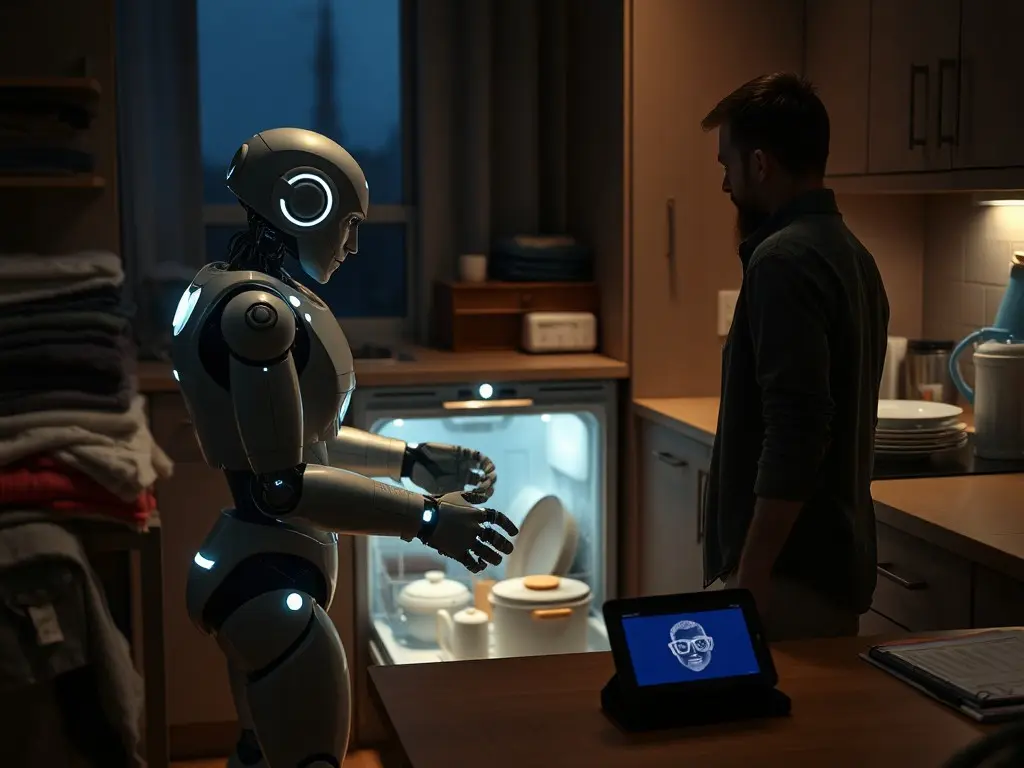 I hired a humanoid robot to help clean my home. An auntie did most of the chores
