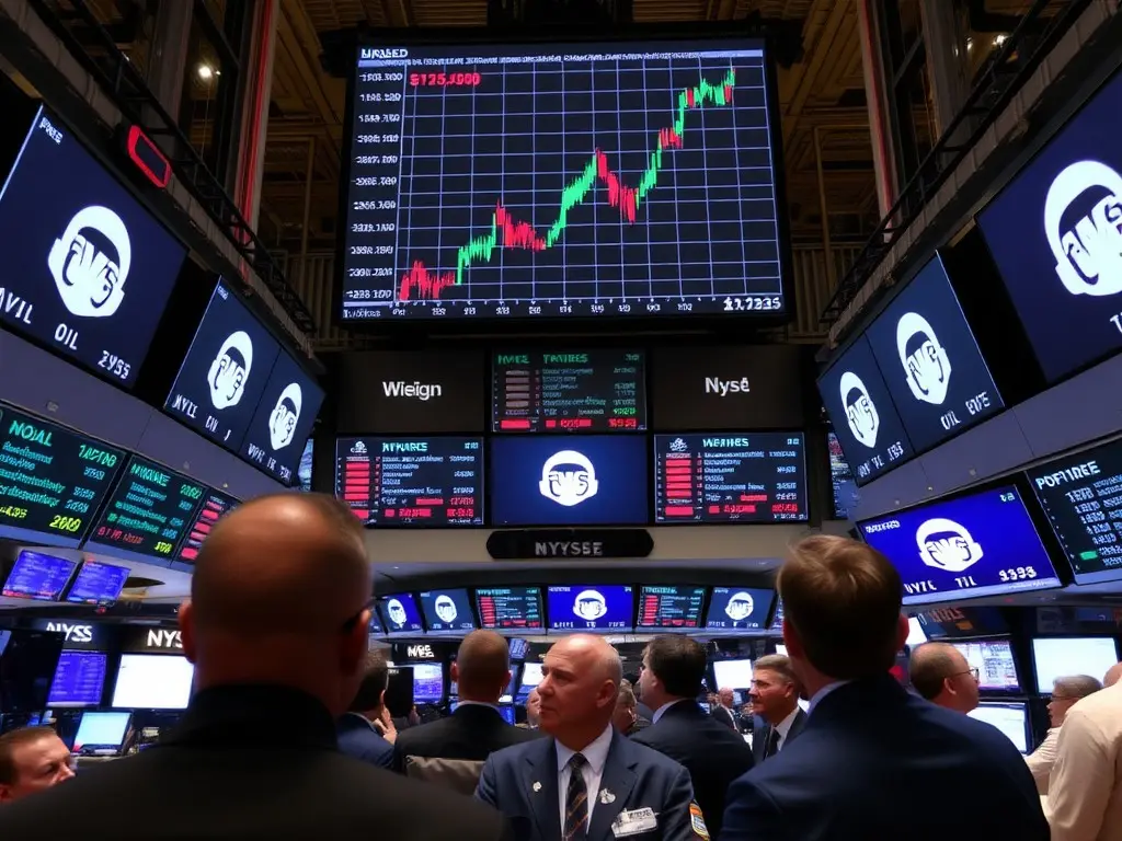 Intel leads Wall Street toward a record following a blowout profit report, while oil prices swing