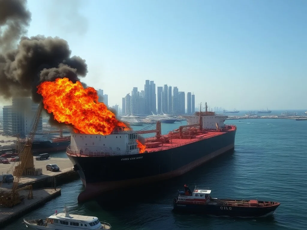 Iran War Live Updates: Iranian strike triggers fire on Kuwaiti oil tanker at Dubai Port