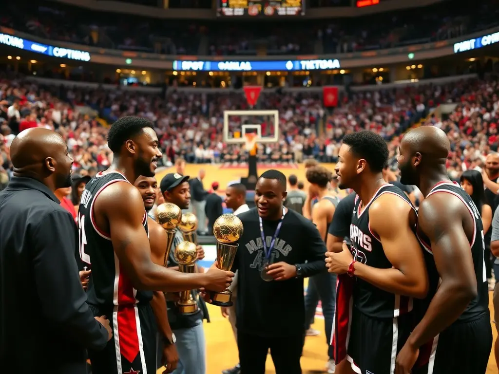Michigan's NCAA champions honored at Pistons game