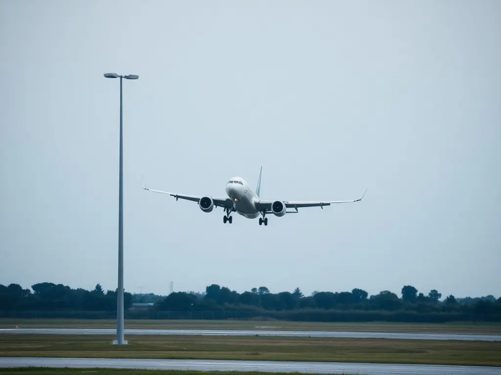 United plane hits lamppost that slams into truck