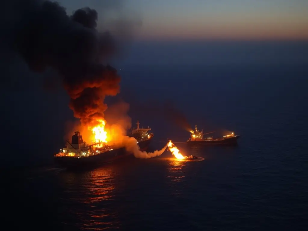 US and Iran trade fire in Hormuz – vessels sunk, UAE oil port and Korean tanker hit